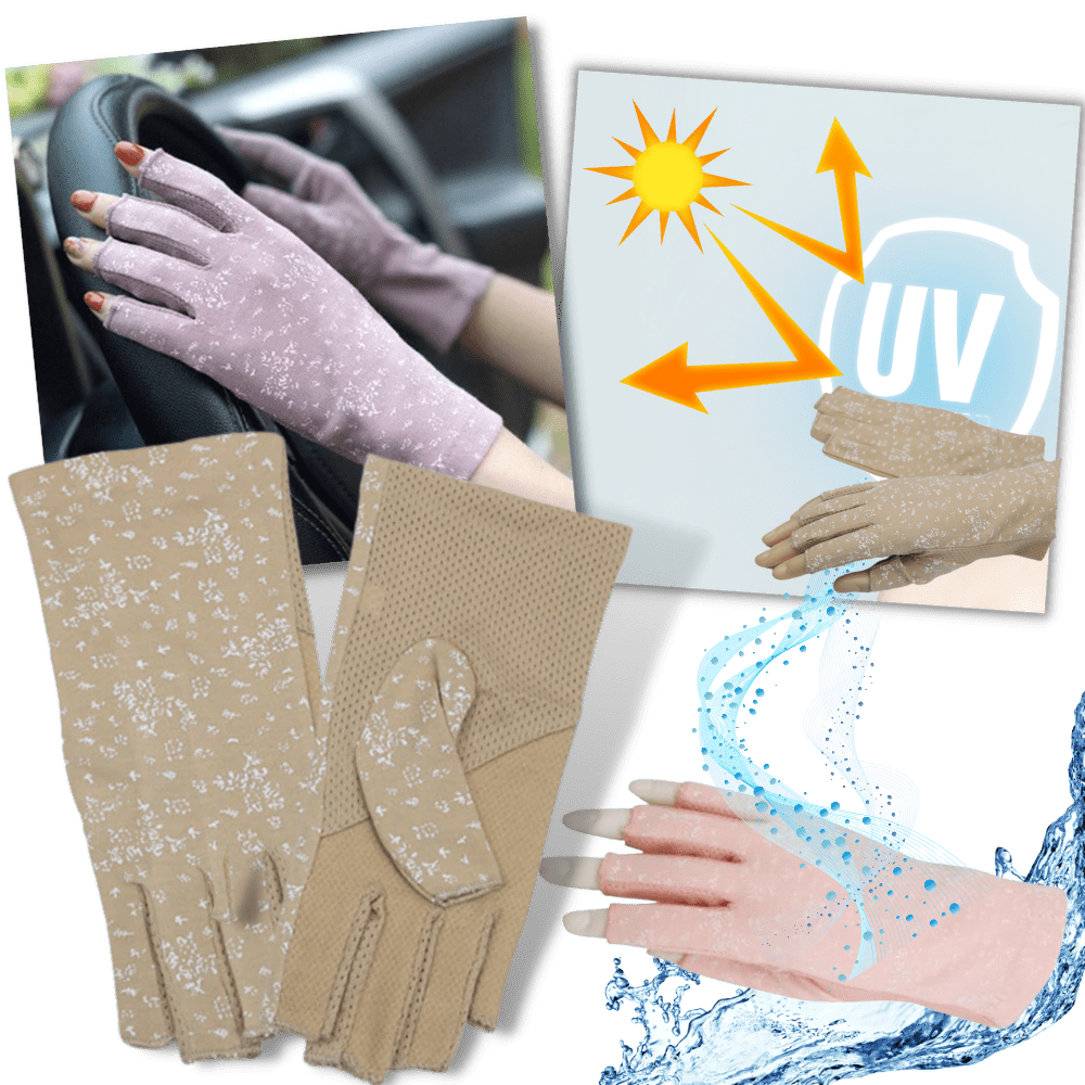Chice und schützende Baumwollhandschuhe gegen UV-Strahlen und Sonneneinstrahlung