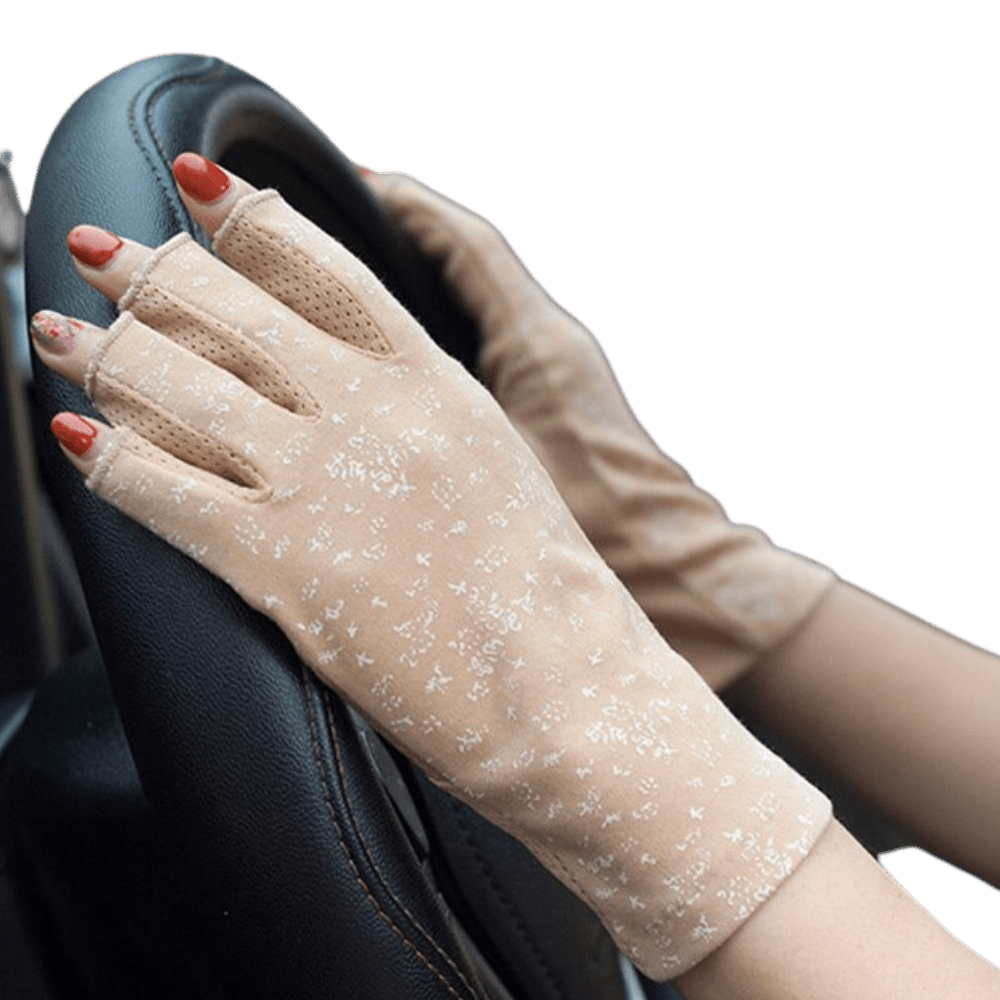 Chice und schützende Baumwollhandschuhe gegen UV-Strahlen und Sonneneinstrahlung