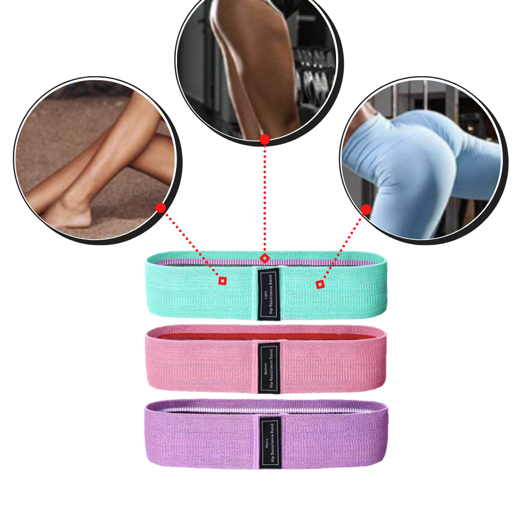 Set mit 3 Widerstandsbändern für ein effektives Training