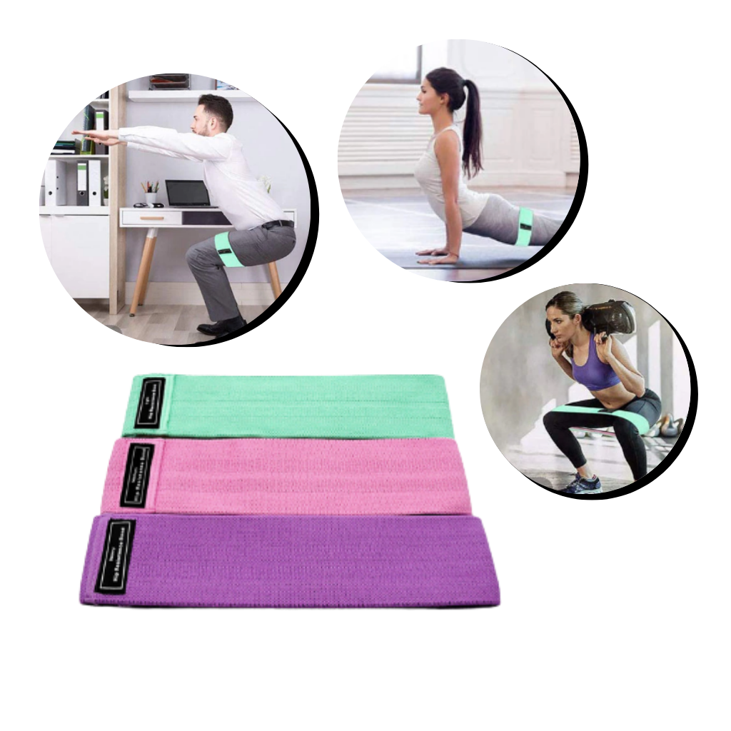 Set mit 3 Widerstandsbändern für ein effektives Training