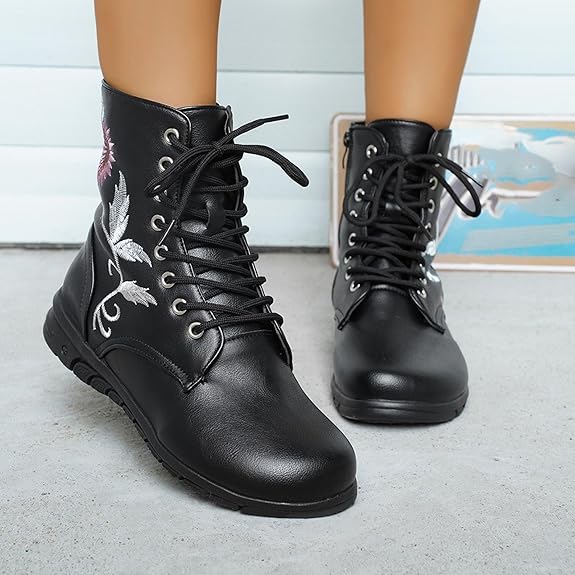 Elegante Damenstiefel mit Sonnenblumen-Motiv