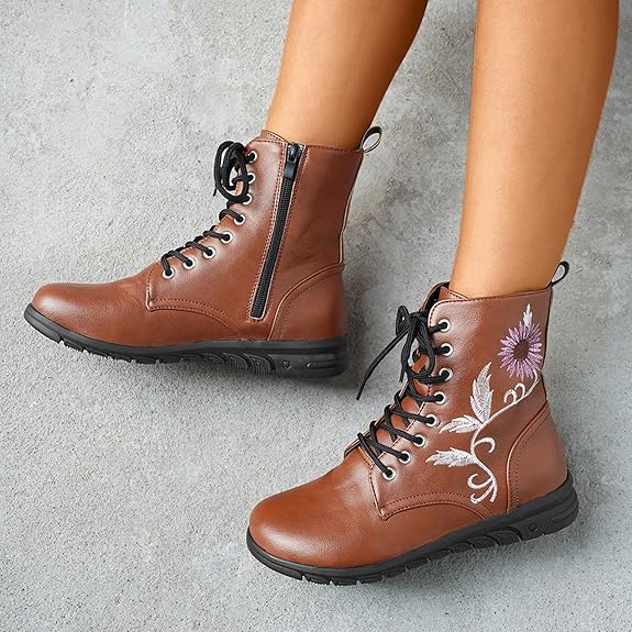 Elegante Damenstiefel mit Sonnenblumen-Motiv