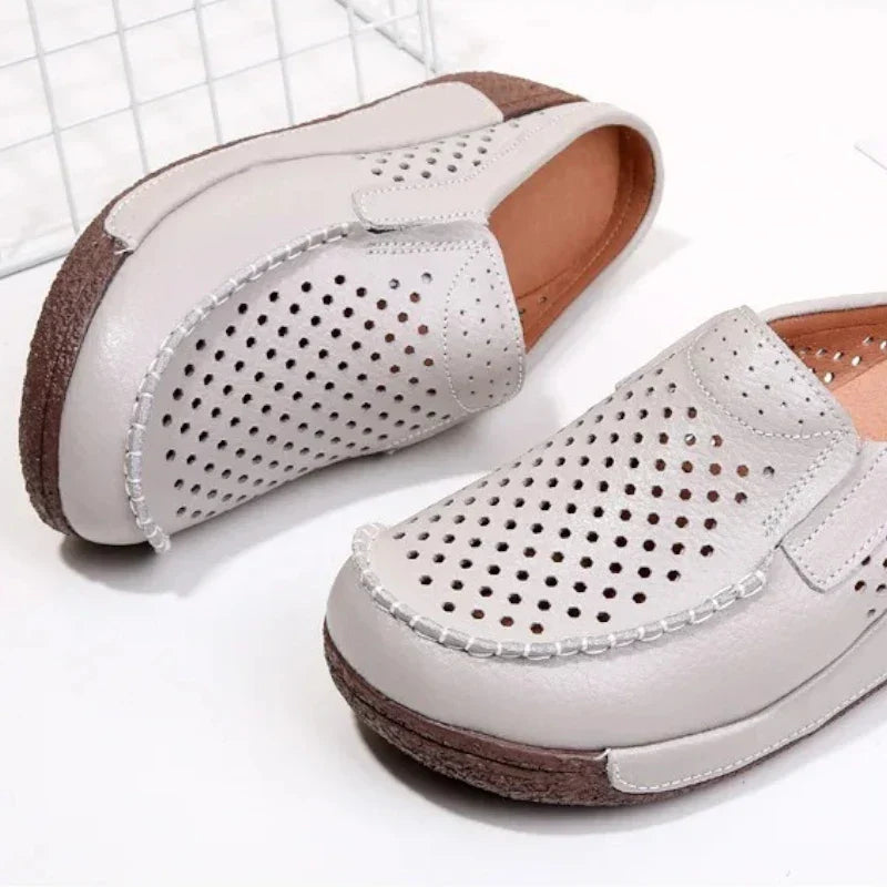 Orthopädische Mokassin-Pantoletten für Damen mit Keilabsatz