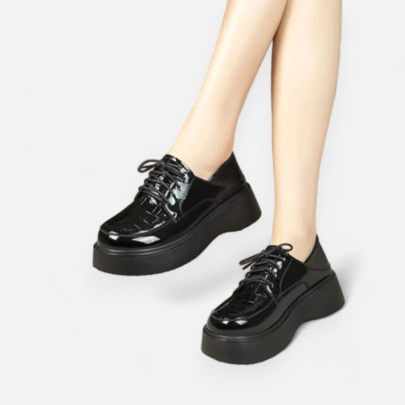 Elegante Leder-Mokassins für Damen mit bequemen Schnürkeilen – Orthopädische Unterstützung für jeden Schritt!