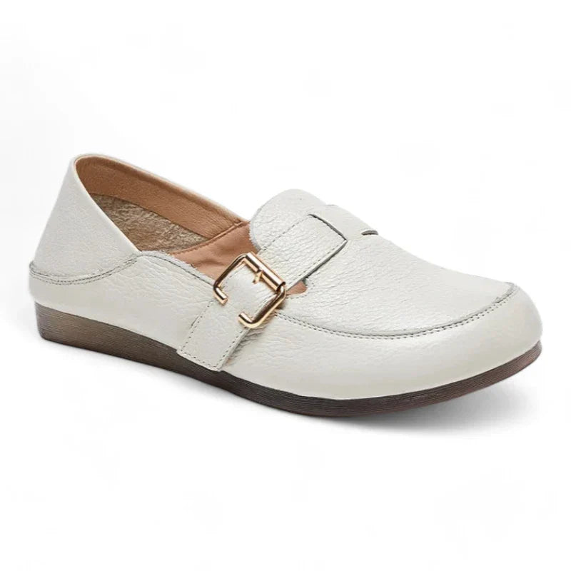 Orthopädischer Ledermokassin für Damen mit Gürtelschnallen
