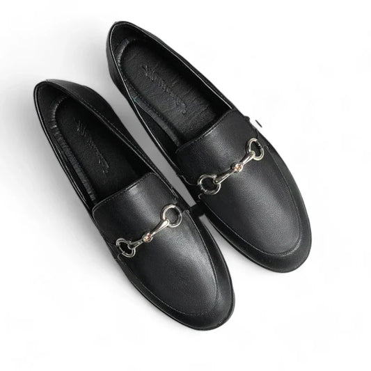 Elegante Orthopädische Damen-Mokassins aus veganem Leder mit Horsebit-Detail