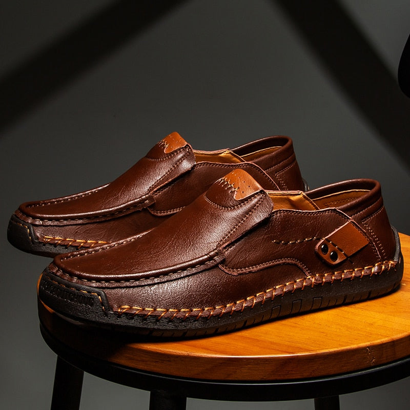 Elegante Leder-Slipper für Herren mit rutschfester Gummisohle – Voltem