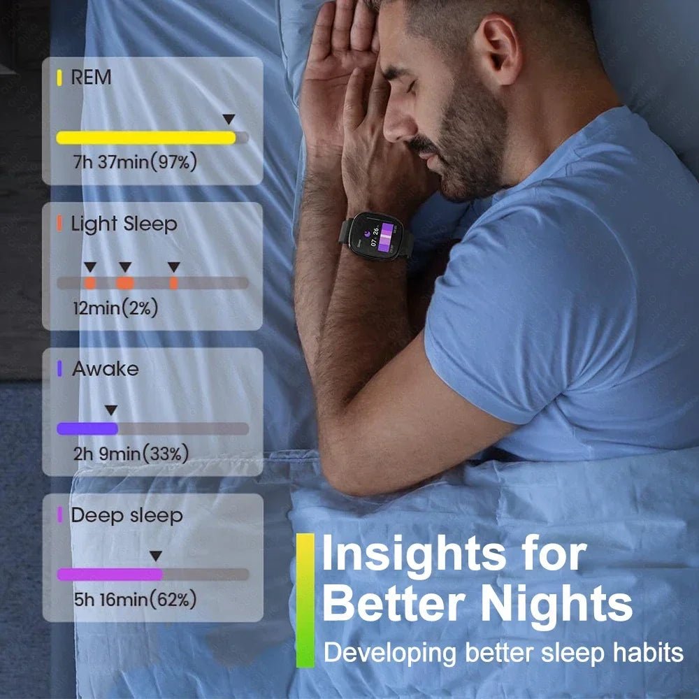 Smartwatch für Männer, Frauen, Senioren - Herzfrequenz, Sauerstoffgehalt im Blut, Bewegung, Schlaf, Bluetooth-Anruffunktion