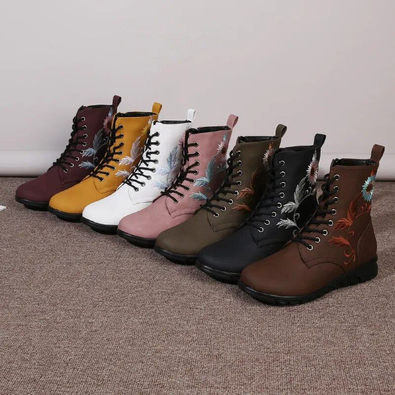 Elegante Damenstiefel mit Sonnenblumen-Motiv