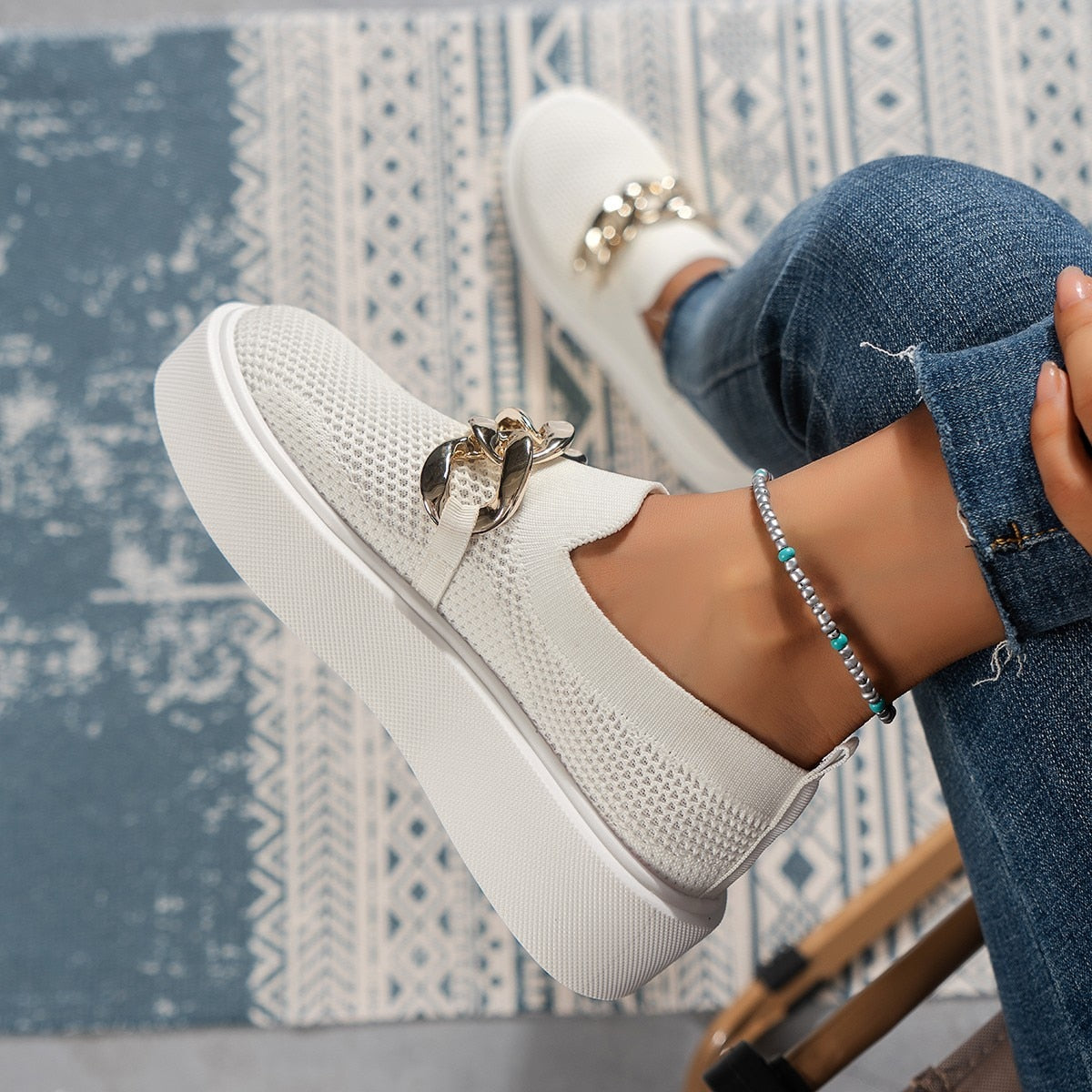 Elegante orthopädische Metall-Sport-Sneaker für Damen - Metto