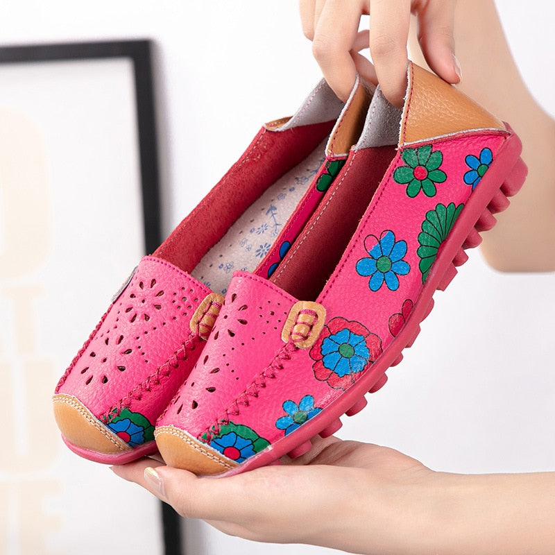 Bequeme Damen Slip-On-Schuhe aus hochwertigem Spaltleder – Orazia