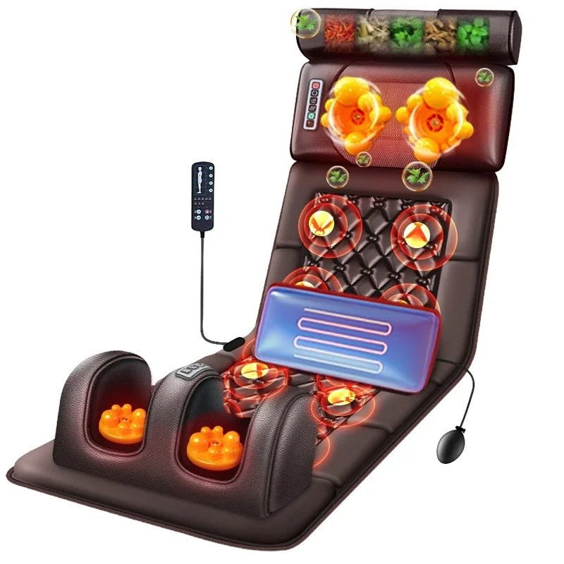 Ultimative Massage-Matte mit 10 Motoren, 9 Massagemodi & 4 Heizstufen – tragbarer Nacken- & Rückenmassager