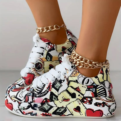 Schöne orthopädische Schuhe für Frauen - Stylisches Graffiti-Design