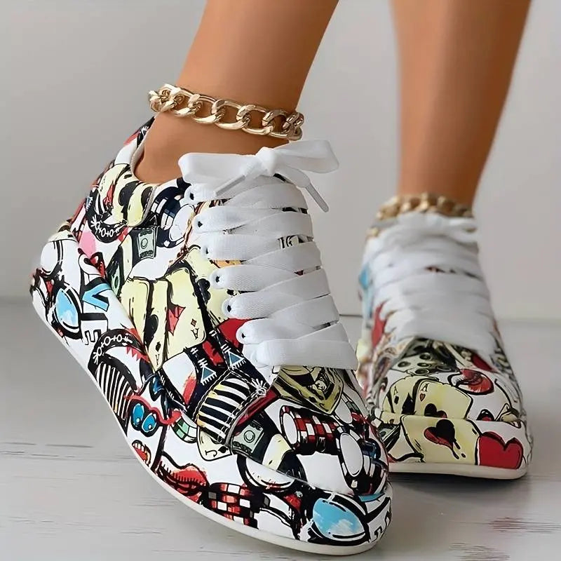 Schöne orthopädische Schuhe für Frauen - Stylisches Graffiti-Design