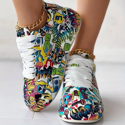 Schöne orthopädische Schuhe für Frauen - Stylisches Graffiti-Design
