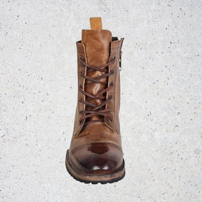 Fred – Herren-Slipper aus orthopädischem Retro-Leder mit Schnürsenkeln