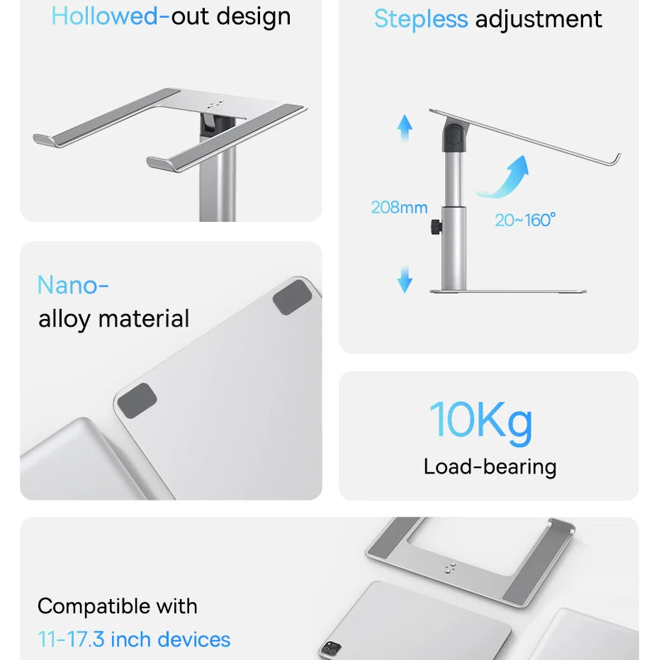 Premium Aluminium-Laptopständer – faltbar, höhenverstellbar, kompatibel mit MacBook, Tablet & Smartphone