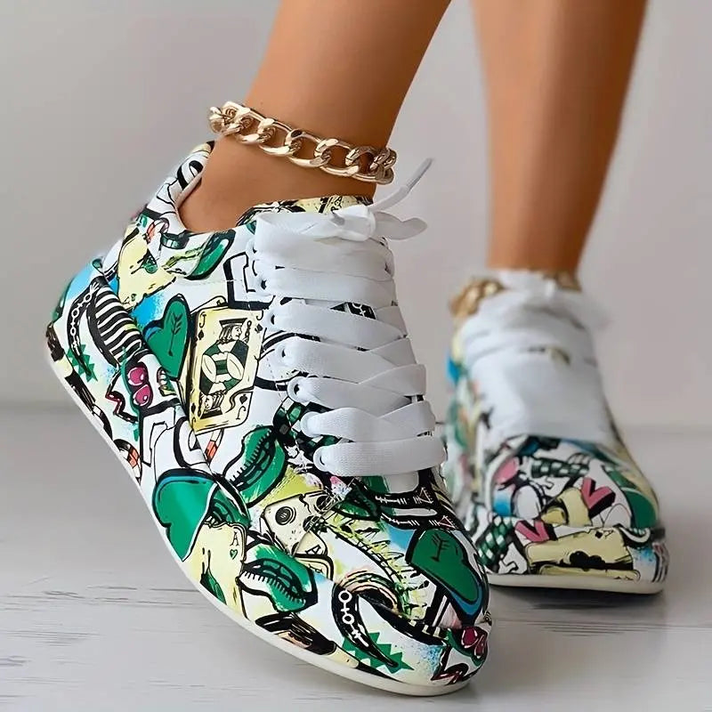 Schöne orthopädische Schuhe für Frauen - Stylisches Graffiti-Design