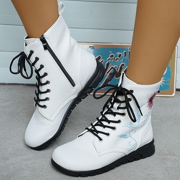 Elegante Damenstiefel mit Sonnenblumen-Motiv