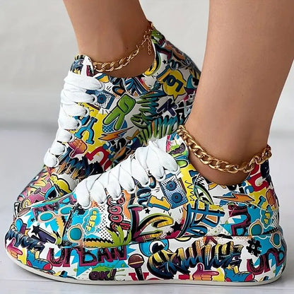Schöne orthopädische Schuhe für Frauen - Stylisches Graffiti-Design