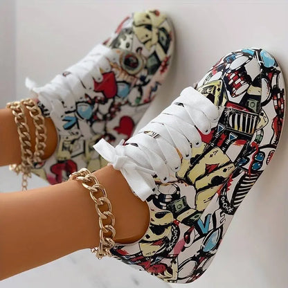 Schöne orthopädische Schuhe für Frauen - Stylisches Graffiti-Design