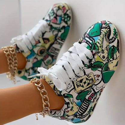 Schöne orthopädische Schuhe für Frauen - Stylisches Graffiti-Design