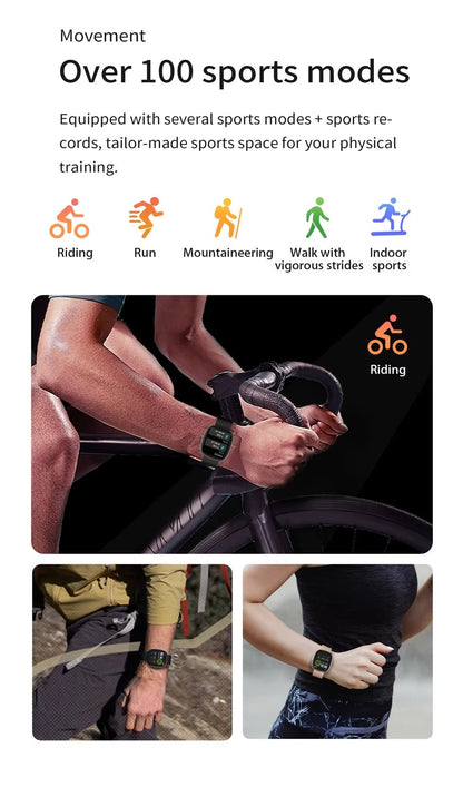 Smartwatch für Männer, Frauen, Senioren - Herzfrequenz, Sauerstoffgehalt im Blut, Bewegung, Schlaf, Bluetooth-Anruffunktion