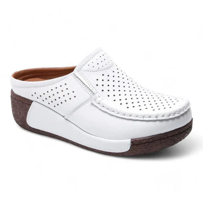 Orthopädische Mokassin-Pantoletten für Damen mit Keilabsatz