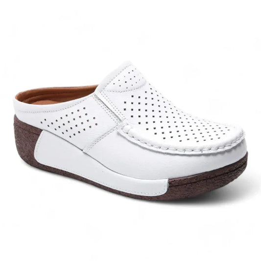 Orthopädische Mokassin-Pantoletten für Damen mit Keilabsatz