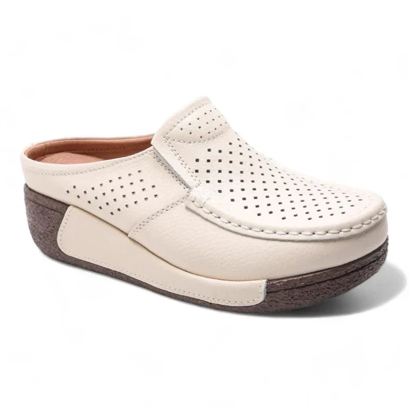 Orthopädische Mokassin-Pantoletten für Damen mit Keilabsatz