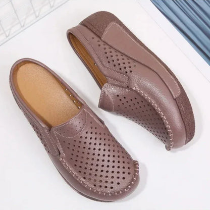 Orthopädische Mokassin-Pantoletten für Damen mit Keilabsatz