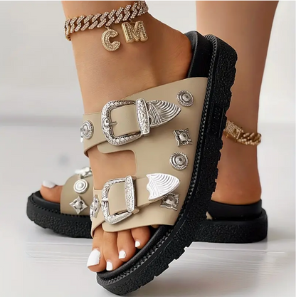 Stylische orthopädische Damensandalen mit elegantem Plateau-Design