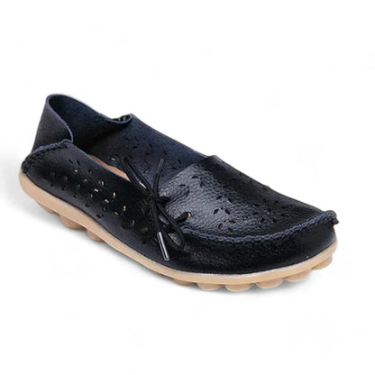Luftiger Damen-Mokassin aus hochwertigem Spaltleder mit orthopädischem Komfort