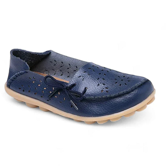 Luftiger Damen-Mokassin aus hochwertigem Spaltleder mit orthopädischem Komfort