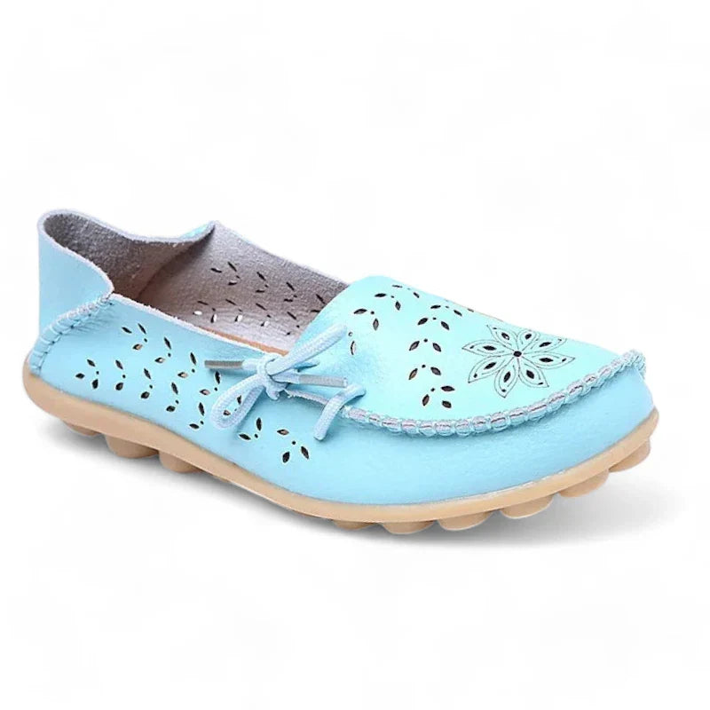 Luftiger Damen-Mokassin aus hochwertigem Spaltleder mit orthopädischem Komfort