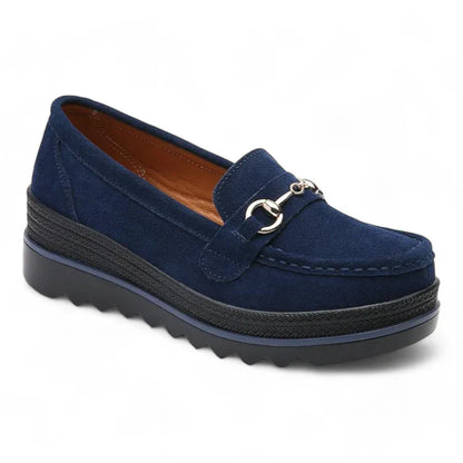 Elegante Wildleder-Mokassins für Damen mit orthopädischem Komfort und modischen Keilabsätzen