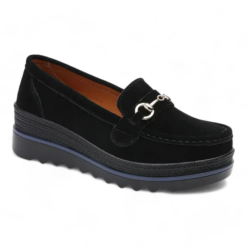 Elegante Wildleder-Mokassins für Damen mit orthopädischem Komfort und modischen Keilabsätzen