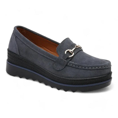 Elegante Wildleder-Mokassins für Damen mit orthopädischem Komfort und modischen Keilabsätzen