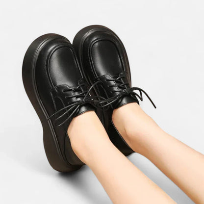 Elegante Leder-Mokassins für Damen mit bequemen Schnürkeilen – Orthopädische Unterstützung für jeden Schritt!