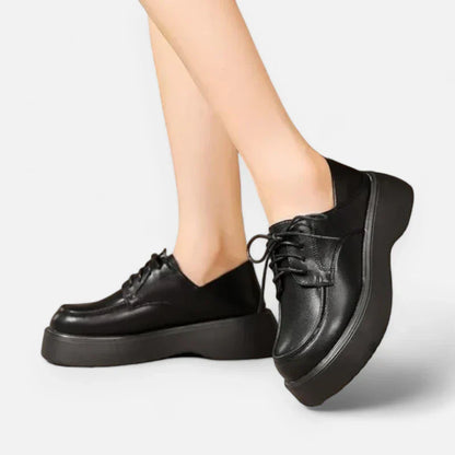 Elegante Leder-Mokassins für Damen mit bequemen Schnürkeilen – Orthopädische Unterstützung für jeden Schritt!