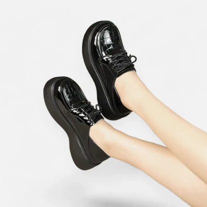 Elegante Leder-Mokassins für Damen mit bequemen Schnürkeilen – Orthopädische Unterstützung für jeden Schritt!