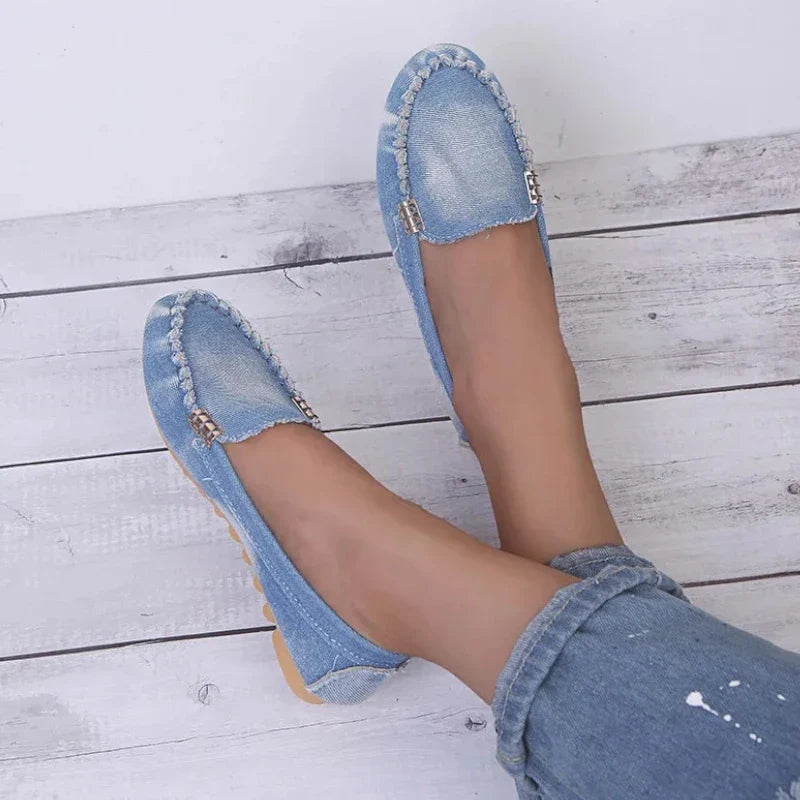 Stylischer Denim-Mokassin für Damen mit orthopädischem Komfort
