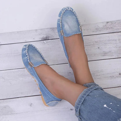 Stylischer Denim-Mokassin für Damen mit orthopädischem Komfort