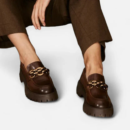 Elegante Damenmokassins mit komfortablem Keilabsatz aus hochwertigem Echtleder