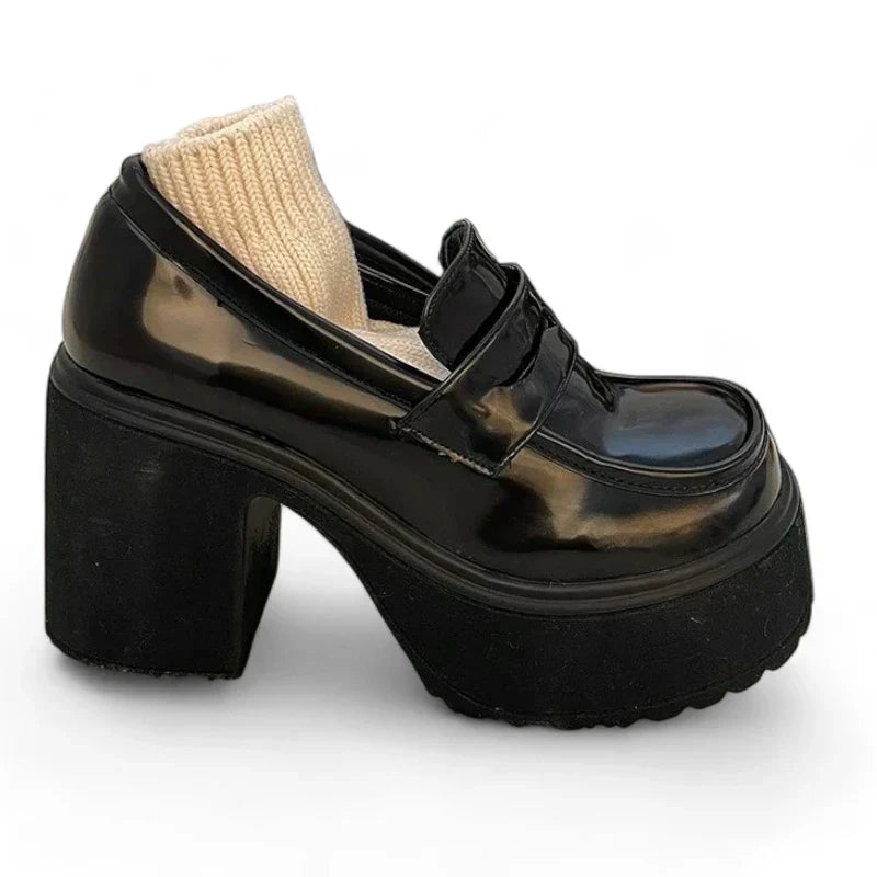 Orthopädischer Damen-Mokassin mit hohem Keilabsatz