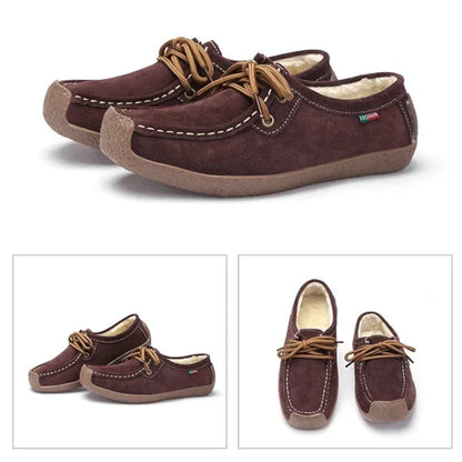 Orthopädischer Mokassin für Damen aus Wildleder mit Schnürsenkeln