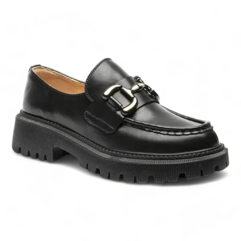 Elegante Damen-Ledermokassins mit Absatz und stilvollem Horsebit-Design für optimalen Komfort