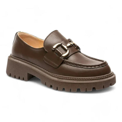 Elegante Damen-Ledermokassins mit Absatz und stilvollem Horsebit-Design für optimalen Komfort