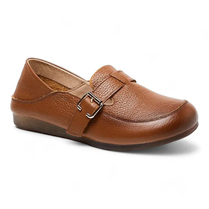Orthopädischer Ledermokassin für Damen mit Gürtelschnallen