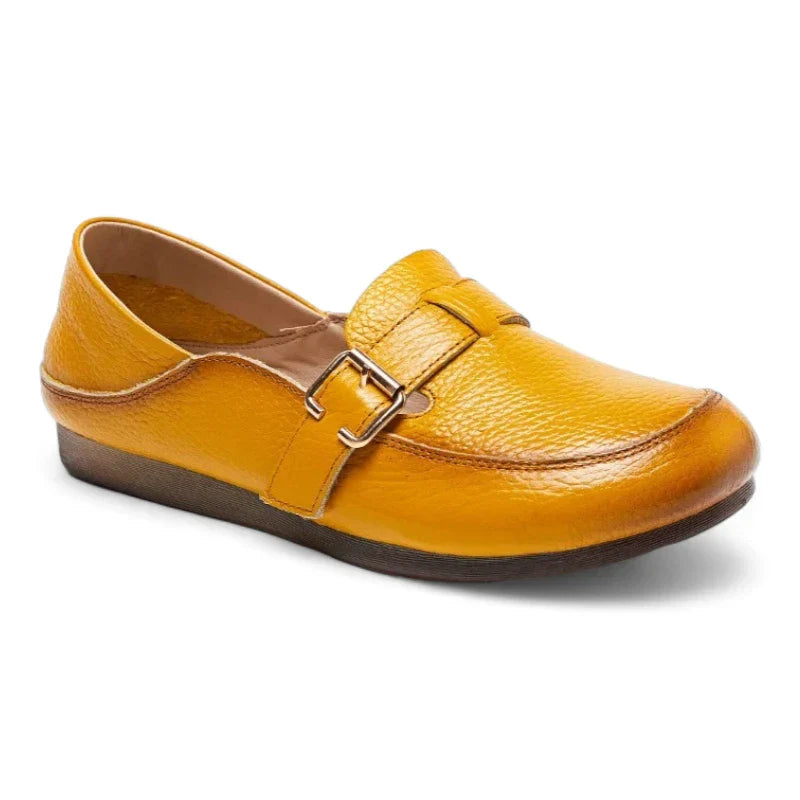 Orthopädischer Ledermokassin für Damen mit Gürtelschnallen